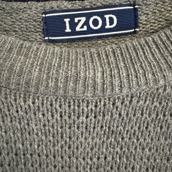IZOD Men’s Crewneck Sweater Gray Long Sleeve Pullover Size L Pre-Owned Excellent - Picture 2 of 3